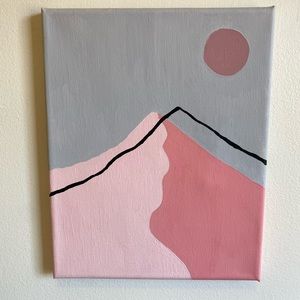 Hand Painted Pink Mountain Canvas Art / Wall Art / Wall Decor
